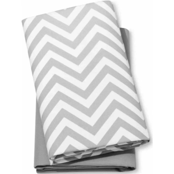 Fitted Playard Sheets Chevron & Solid 2pk - Cloud Island Gray/White - Picture 1 of 2